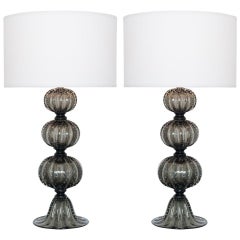 Pair of Murano "Pulegoso" Glass Table Lamps