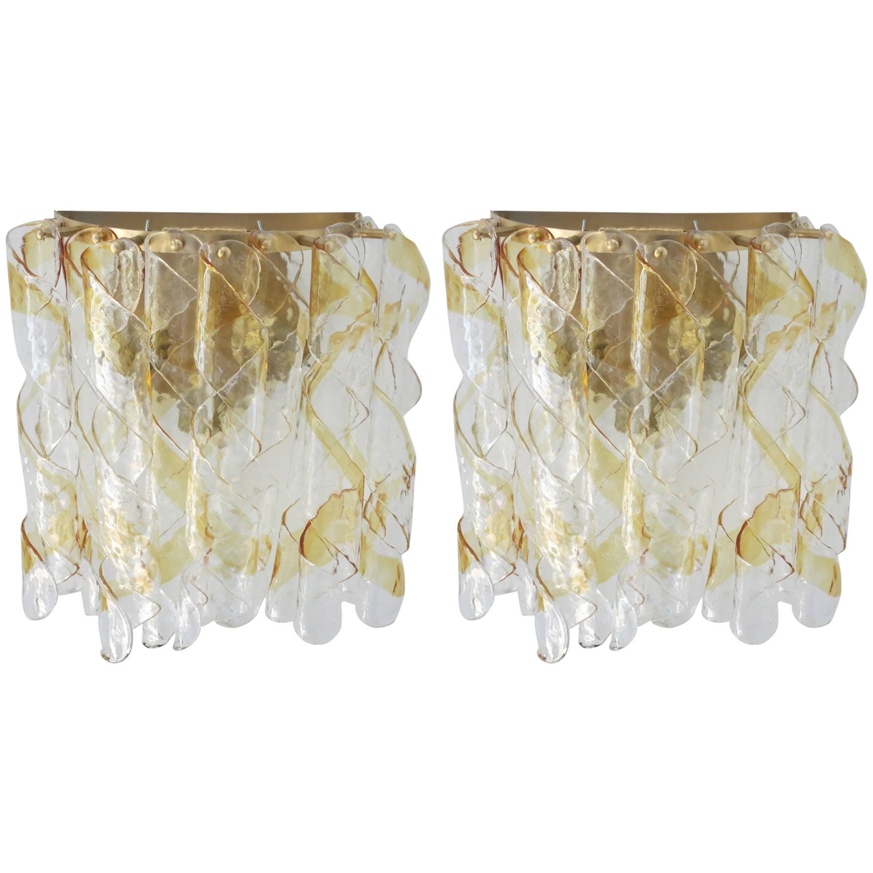 Pair of Ribbon Sconces by Mazzega FINAL CLEARANCE SALE