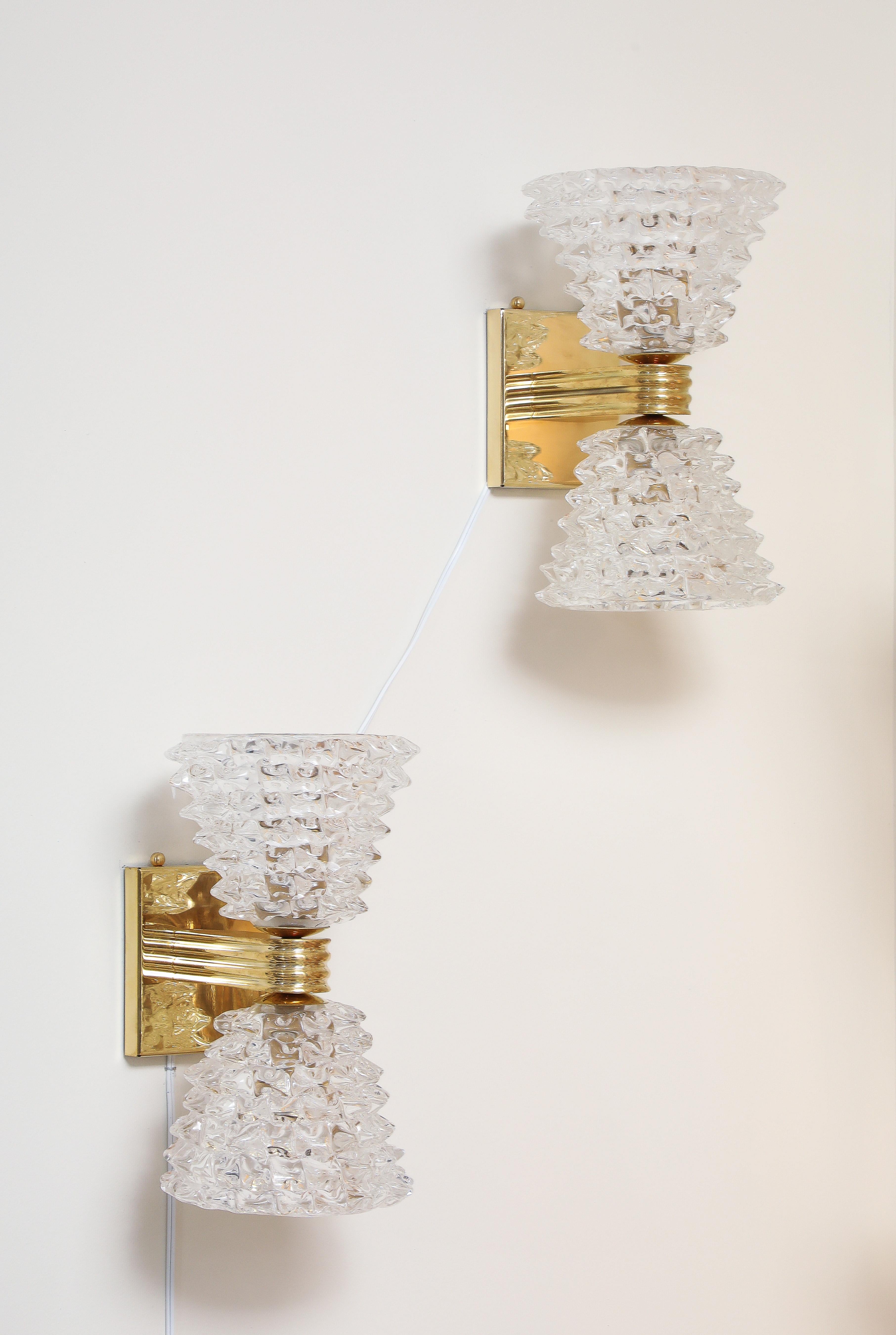 Pareja de apliques de cristal de Murano 