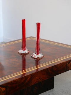 Paar Knospenvasen aus rubinrotem Murano-Glas, Italien 1970er Jahre