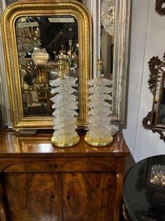Pair of Murano Ruffle Disc Lamps