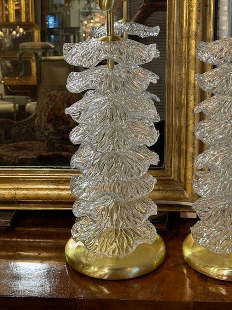 Paar Murano Ruffle Disc Lampen (21. Jahrhundert und zeitgenössisch) im Angebot