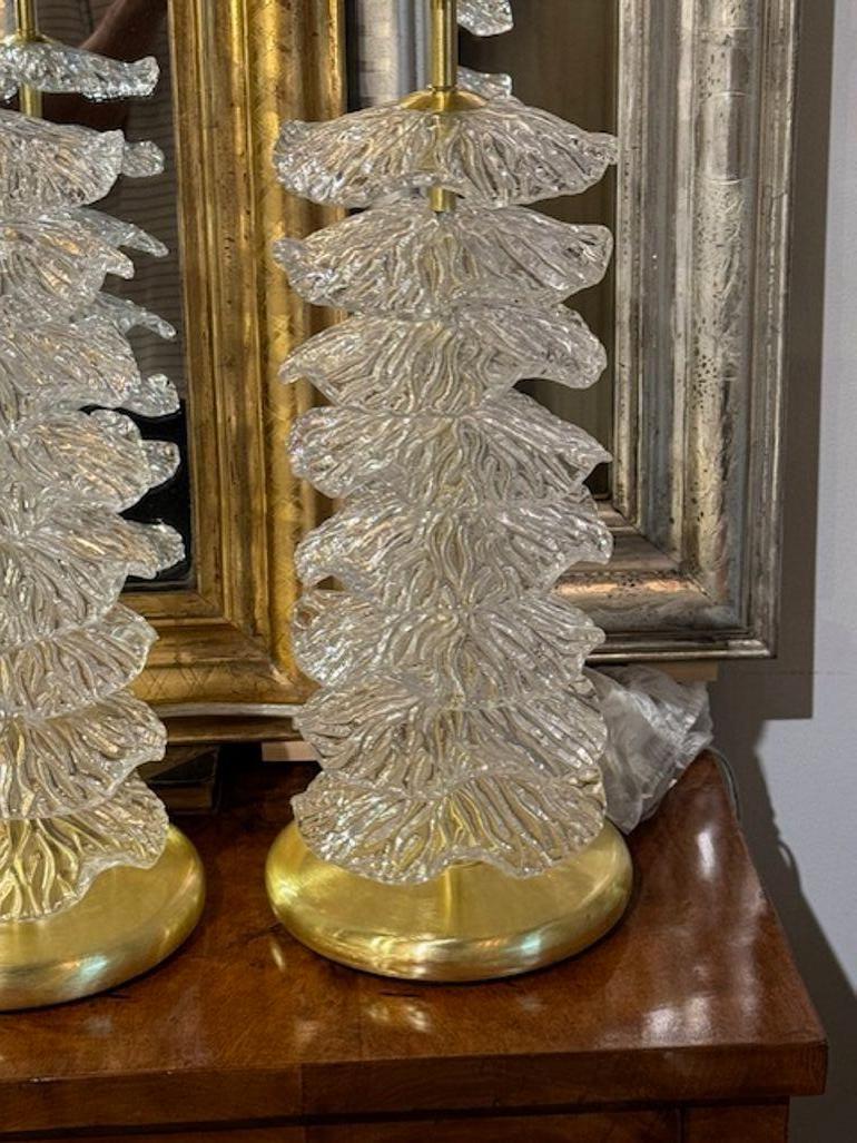 Paar Murano Ruffle Disc Lampen (Geblasenes Glas) im Angebot