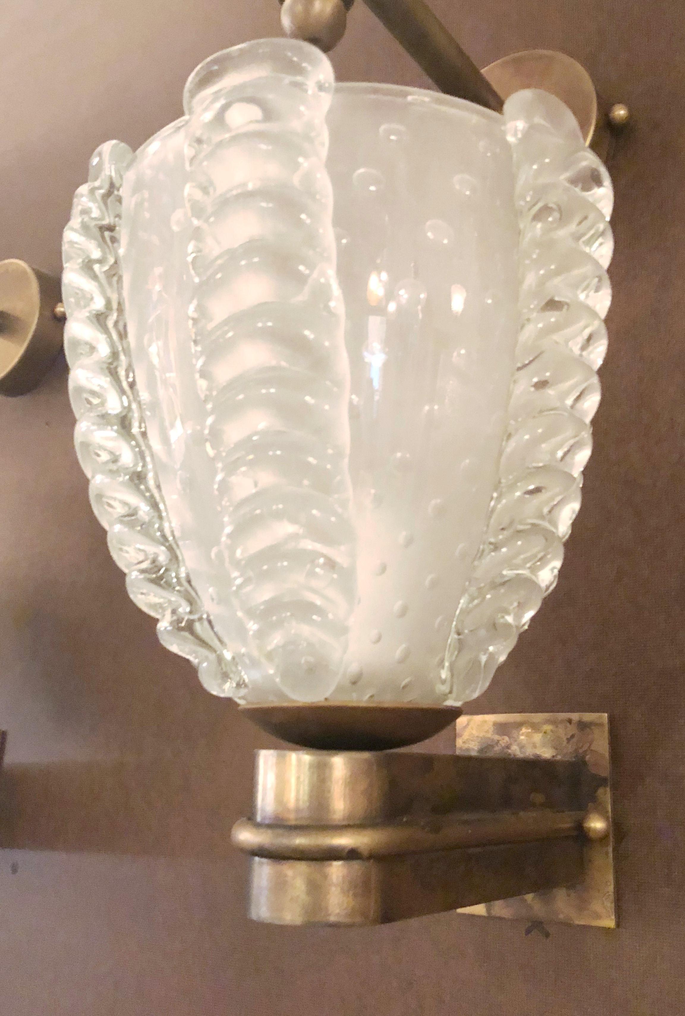 Mid-Century Modern Pair of Murano Sconces by Barovier e Toso
