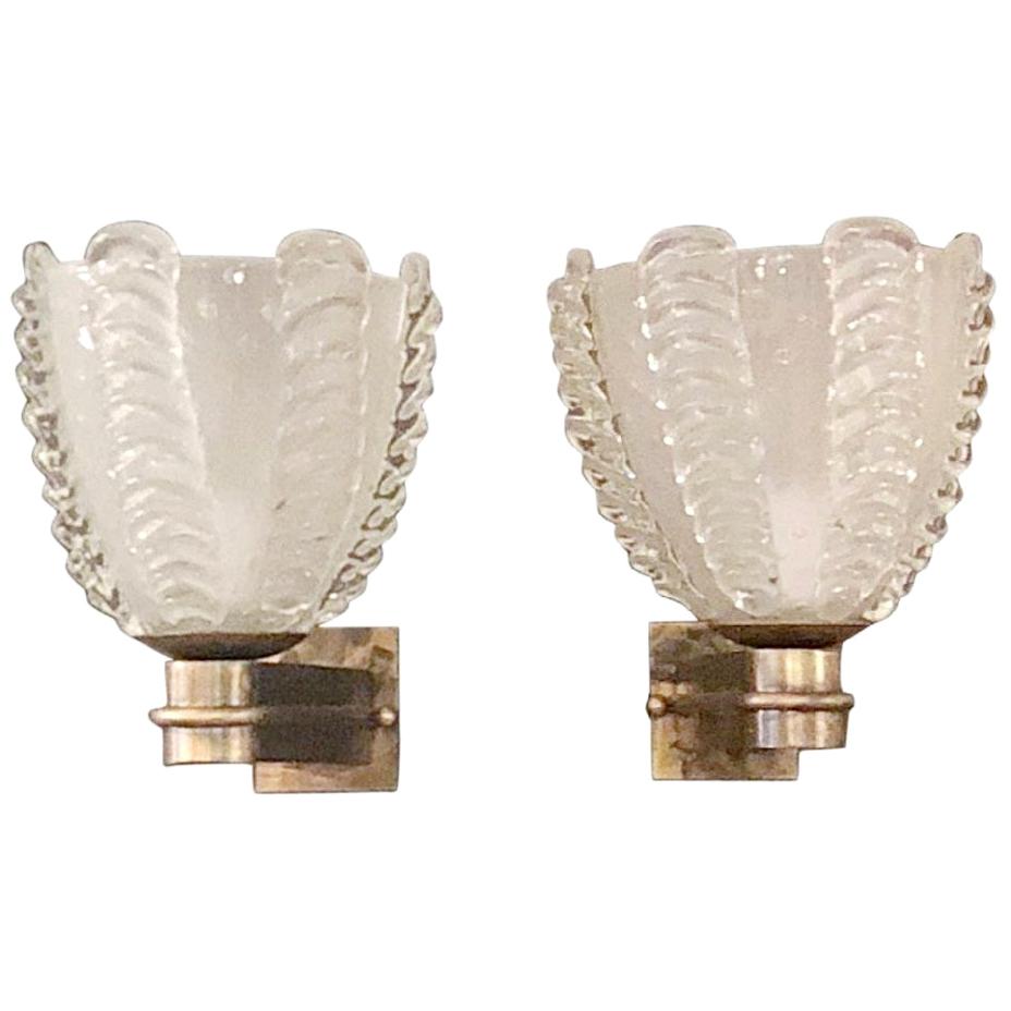 Pair of Murano Sconces by Barovier e Toso