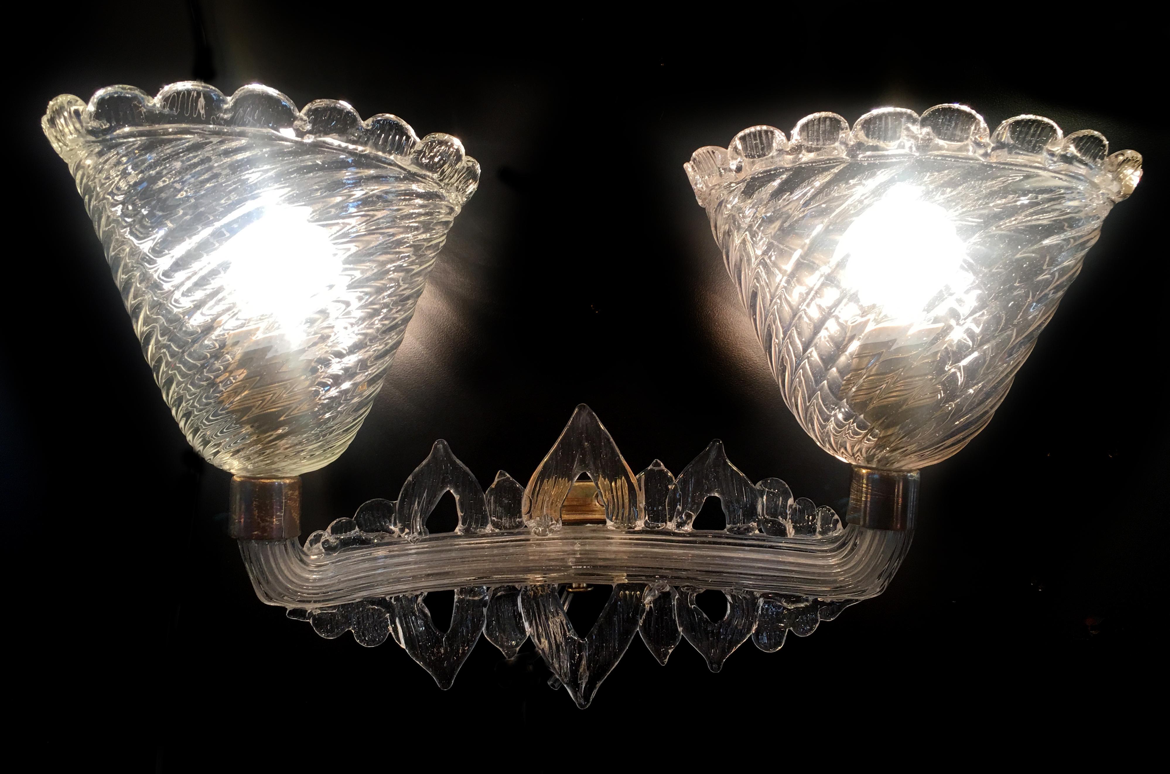 Pair of Murano Sconces by Seguso, 1940s 4