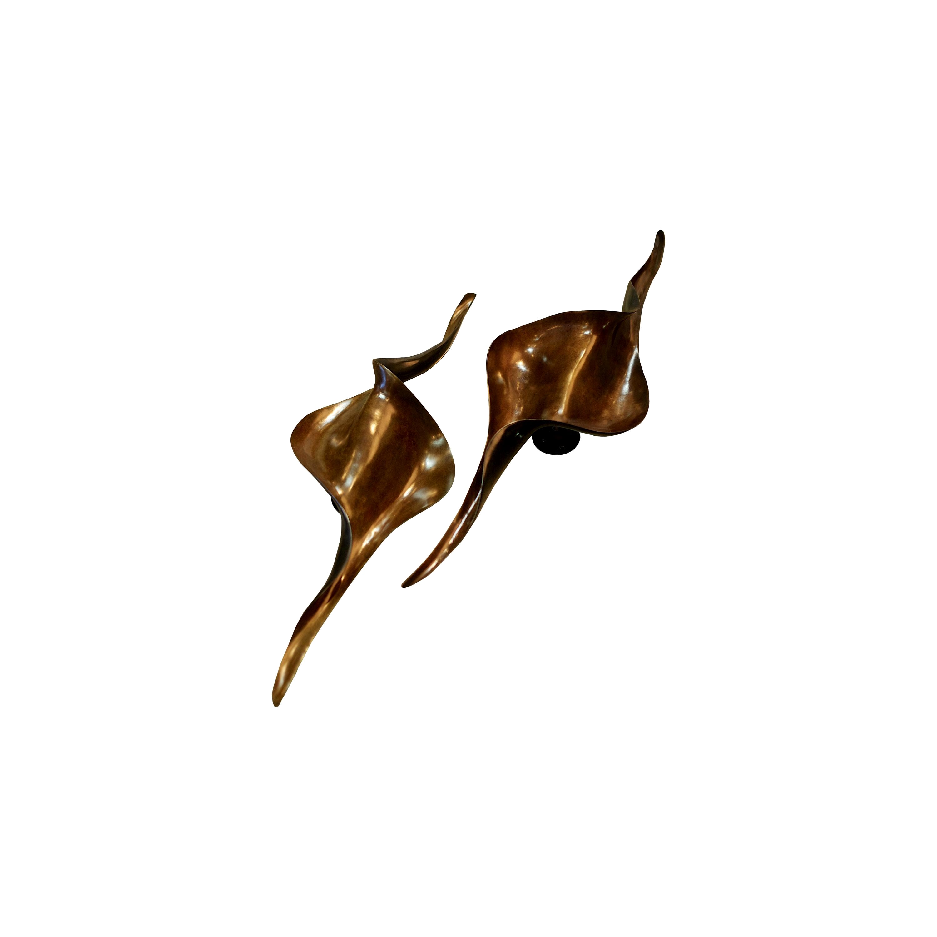 Inconnu Paire d'appliques de Murano en bronze moulé par Elan Atelier (sur commande) en vente