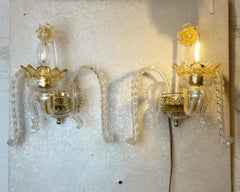 Pair of Murano Sconces in the style of Barovier & Toso, 1980s