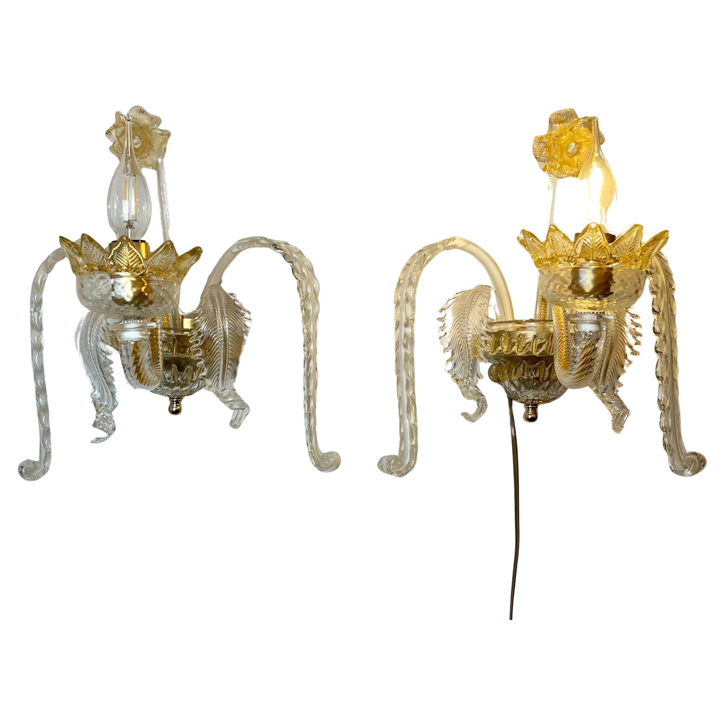 Pair of Murano Sconces in the style of Barovier
Toso, 1980s