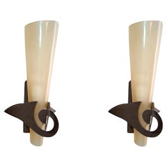 Paire d'appliques de Murano en fer, 2 paires disponibles