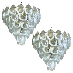 Pair of Murano Shell Chandeliers by Mazzega