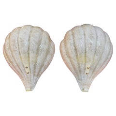 Paar Wandleuchter in Muschelform aus Muranoglas