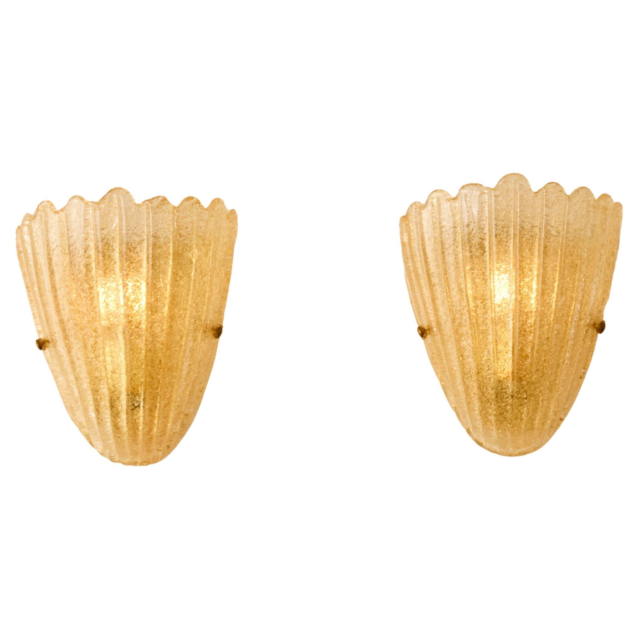 Pair of Murano Shell Wall Sconces