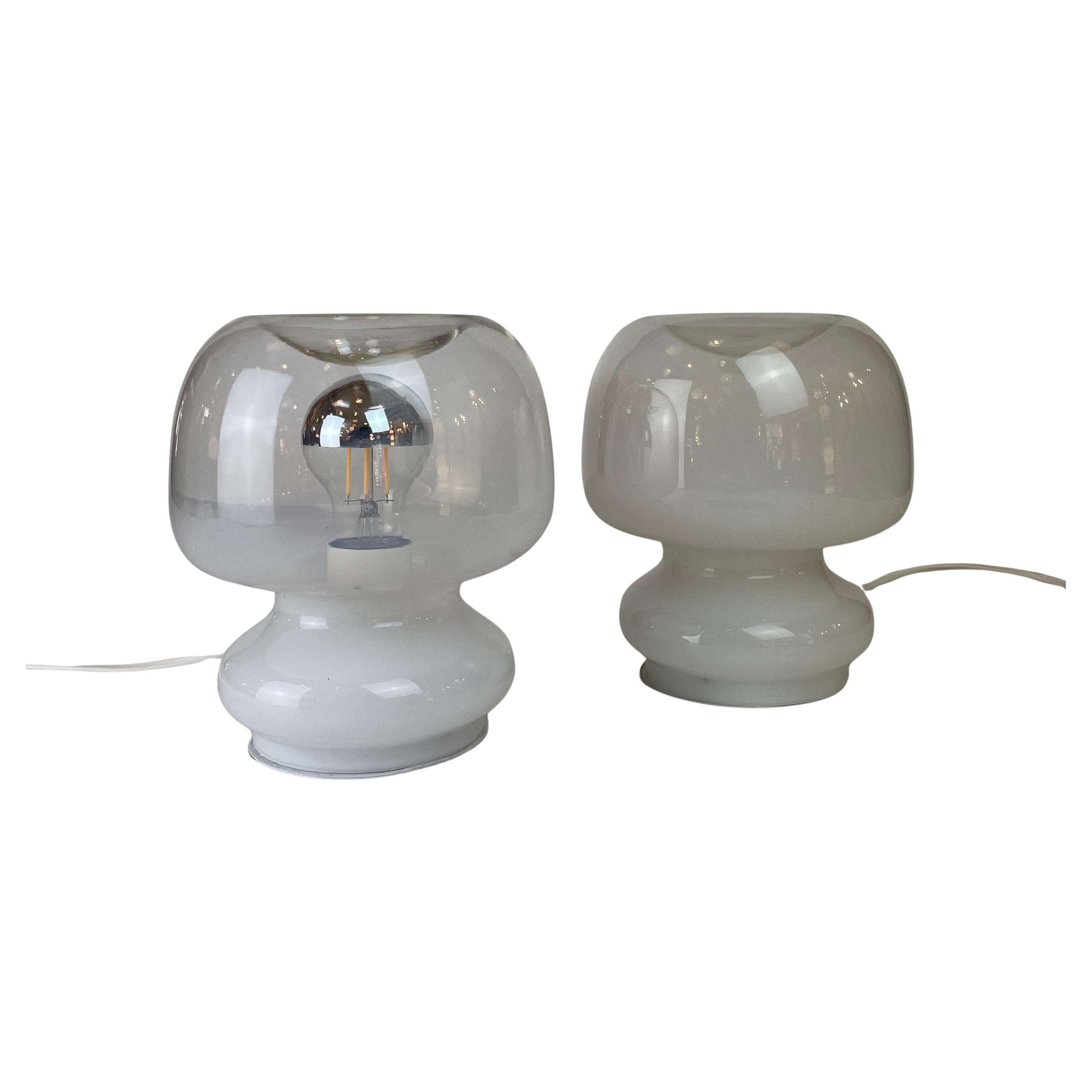 Paire de petites lampes de bureau de Murano, années 1970