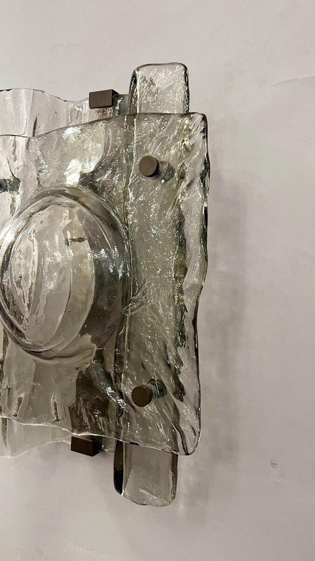 Pareja de apliques de cristal ahumado de Murano, años 60 Italiano en venta