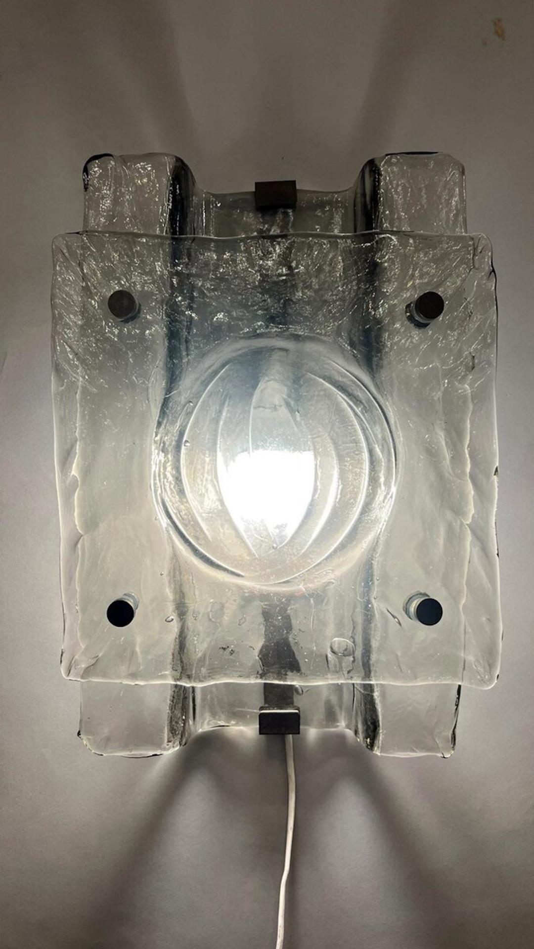 Pareja de apliques de cristal ahumado de Murano, años 60 en Bueno estado para la venta en Brussels, BE