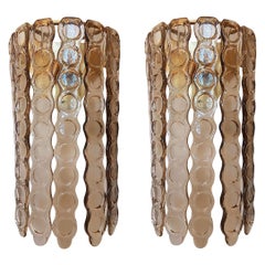 Pair of Murano Smoked Glass Sconces, Mazzega Style, Mid-Century Modern, 1970s