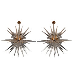 Pair of Venetian Glass Snowflake Chandeliers, 1970