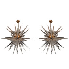 Pair of Venetian Glass Snowflake Chandeliers, 1970