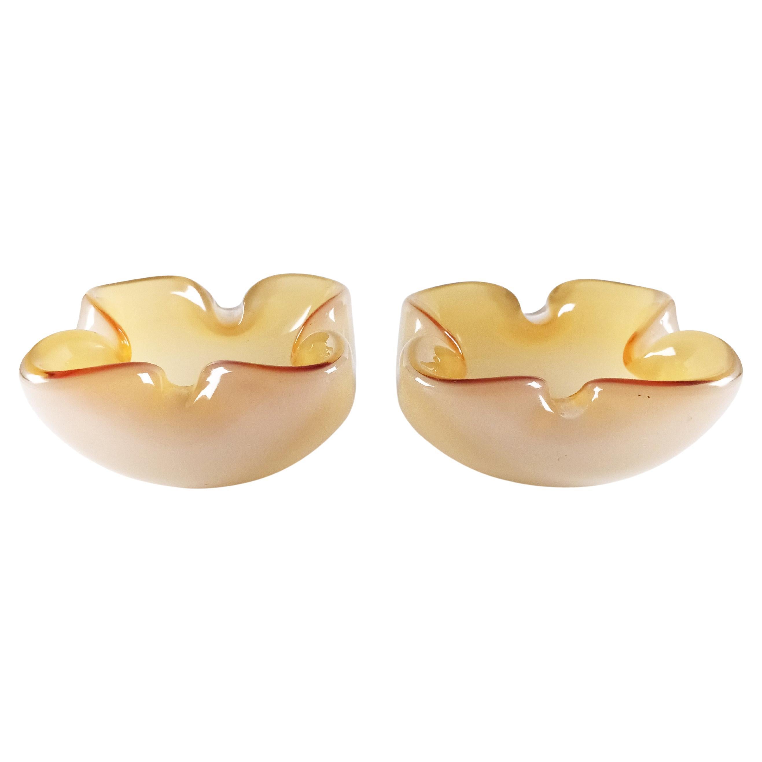 Pair of Murano Sommerso Glass Bowls, Italy, 1950s For Sale