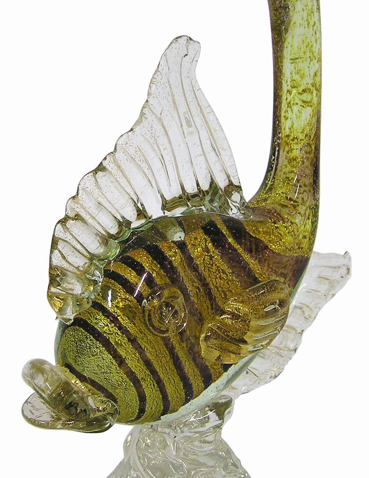 Murano Glass Pair of Murano Sommerso Italian Art Glass Fish Sculptures