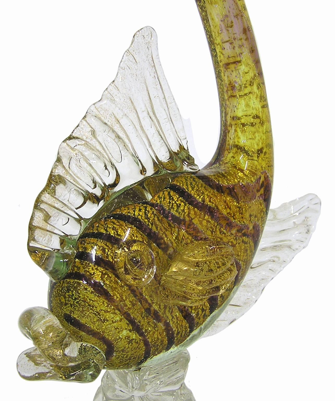 Pair of Murano Sommerso Italian Art Glass Fish Sculptures 2