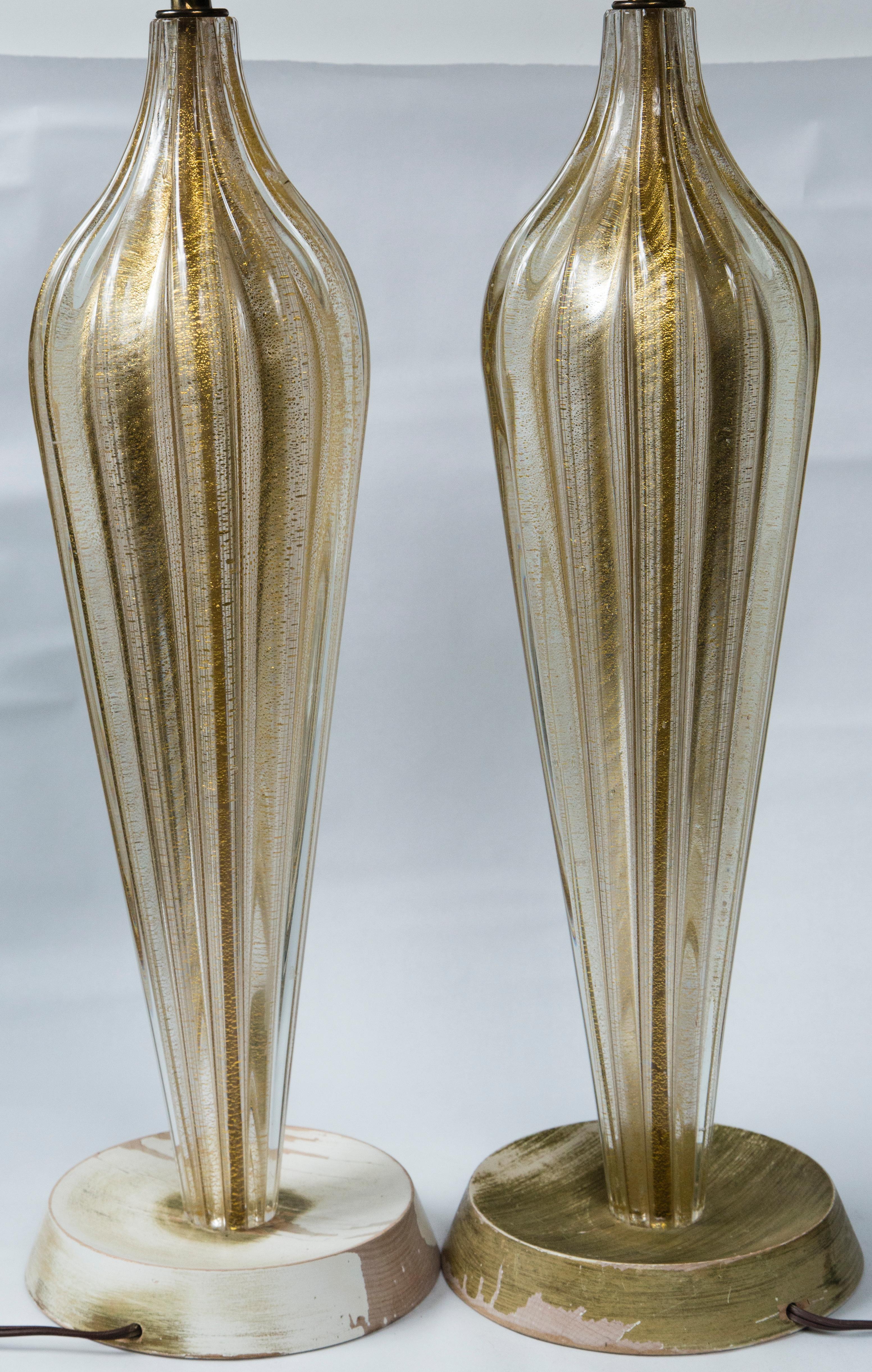 Pair of Murano Style Glass Table Lamps For Sale 3