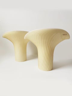Pair of Murano Swirled Calla Lily "Oyster Mushroom" Lamps