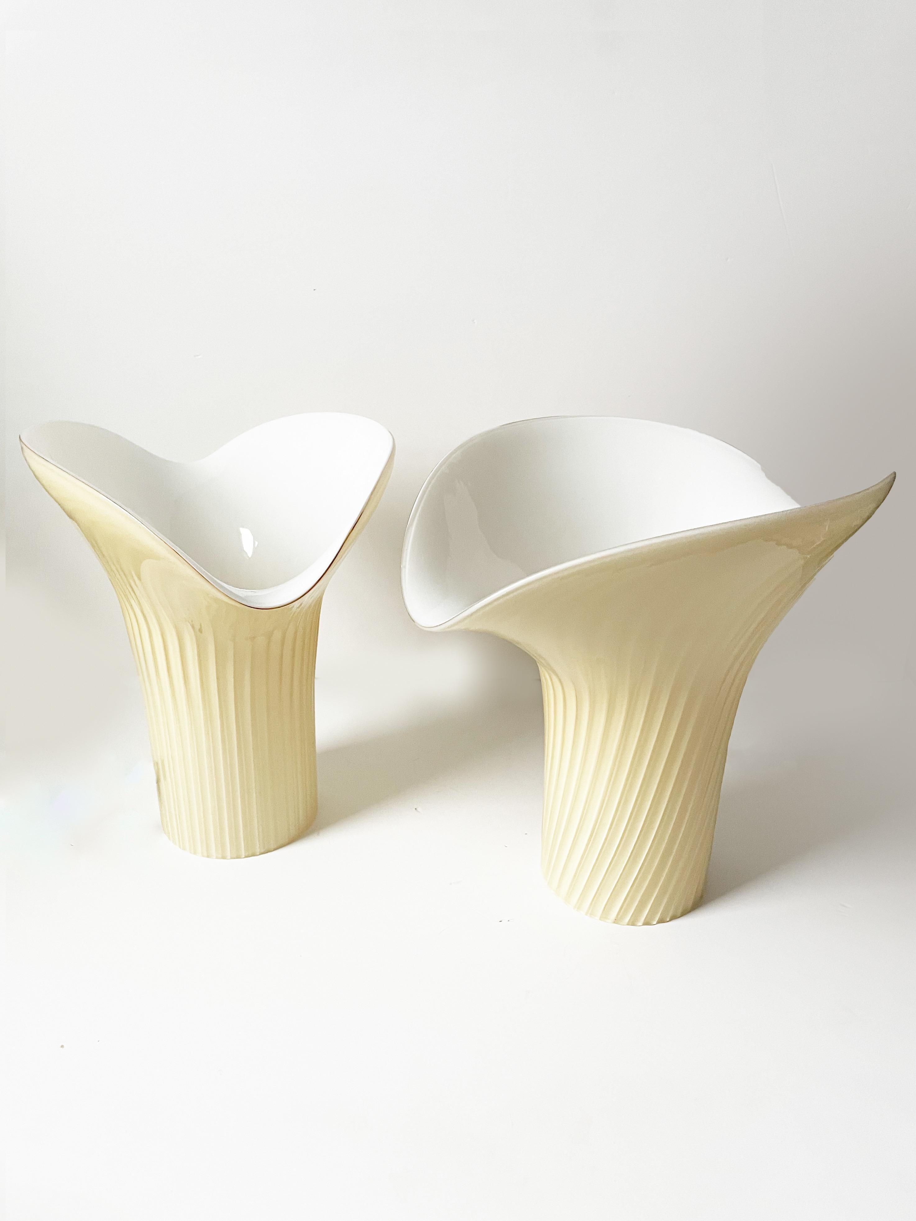 Paar Murano-Lampen „Oyster Mushroom“ mit wirbelnden Calla Lily-Lampen (Italienisch)