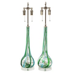 Pair of Murano swirled Glass Lamps