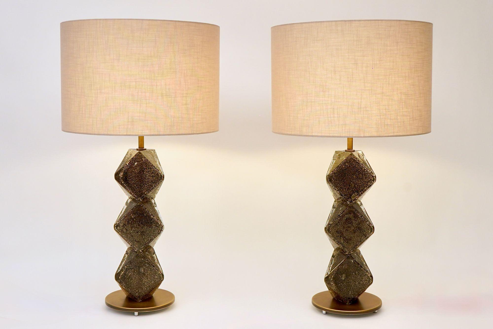 Mid-Century moderno Pair of Murano Table Lamps. A. Dona signed. Piattelli curated Maestro collection in vendita