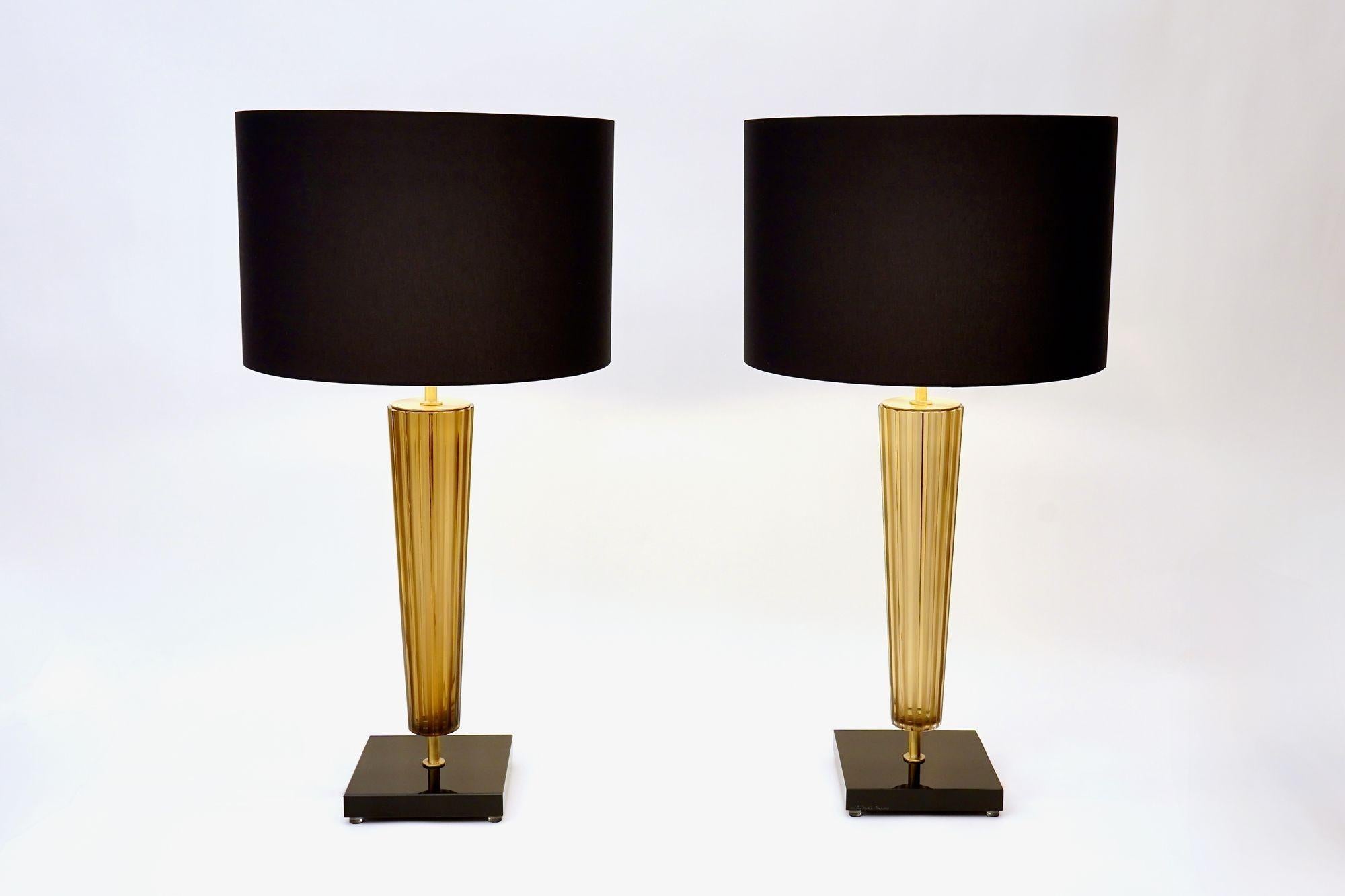Italian Pair of Murano Table Lamps. A. Dona signed. Piattelli curated Maestro collection For Sale