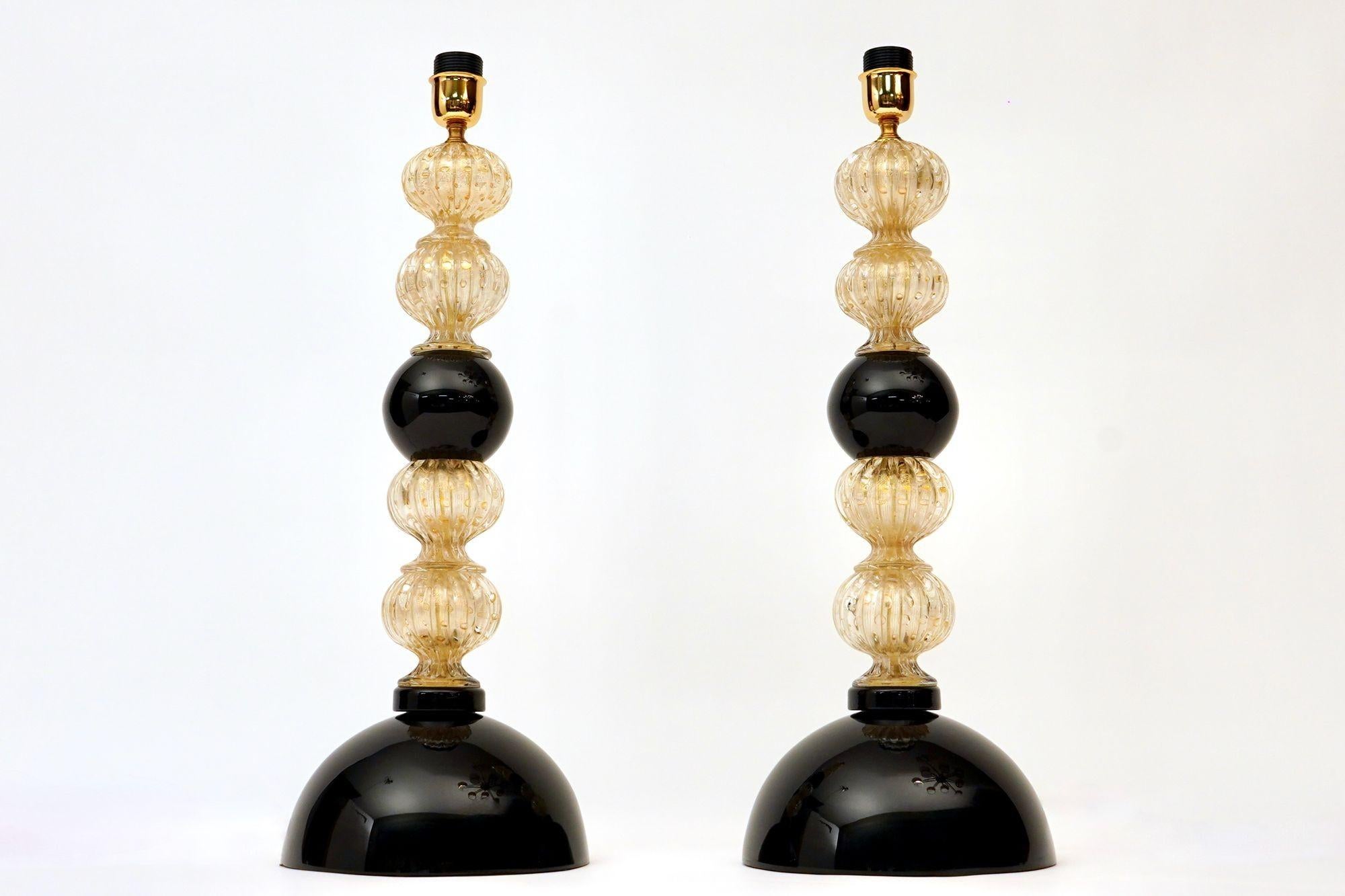 Italian Pair of Murano Table Lamps. A. Dona signed. Piattelli curated Maestro collection For Sale