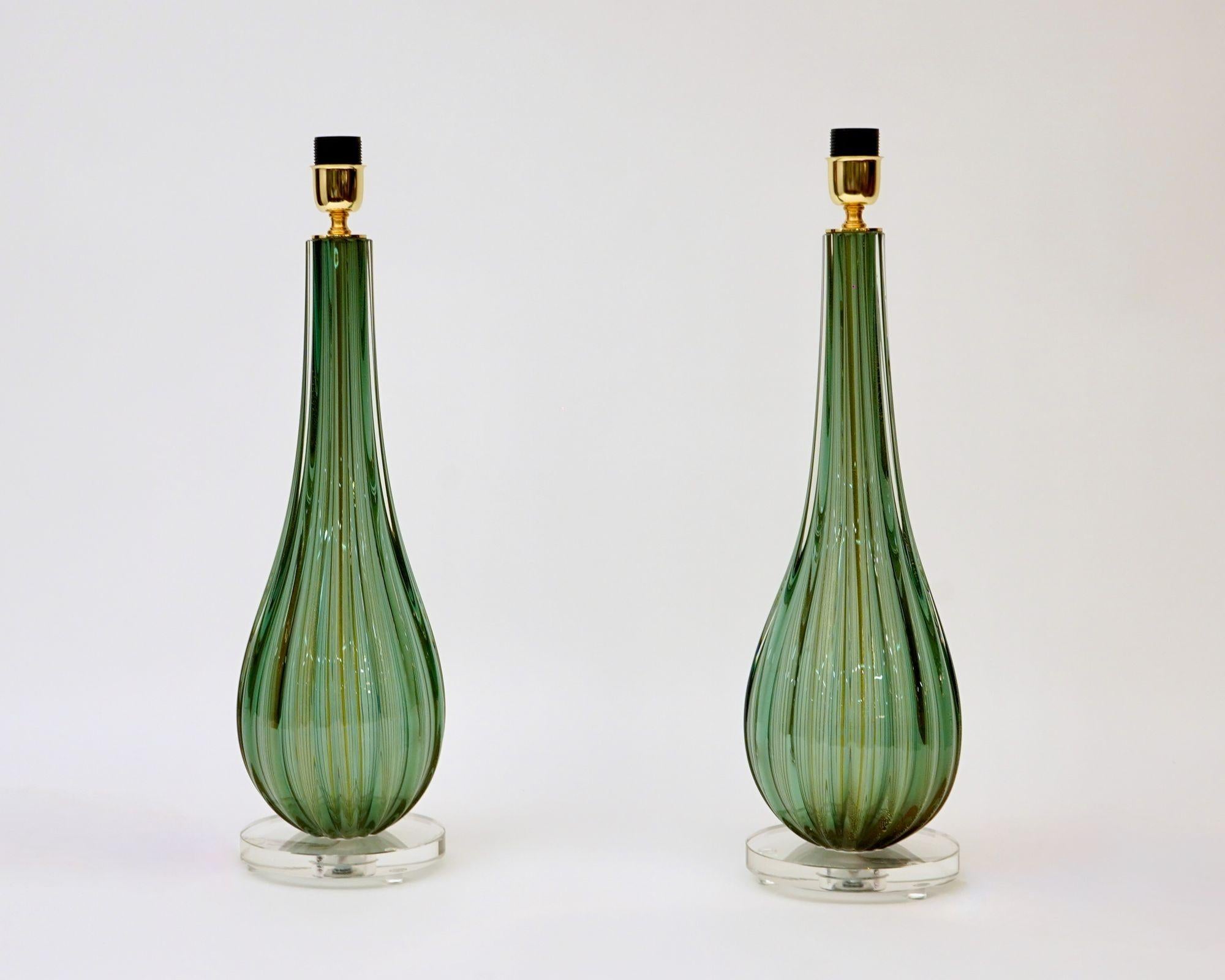 Pair of Murano Table Lamps. A. Dona signed. Piattelli curated Maestro collection Italiano en venta