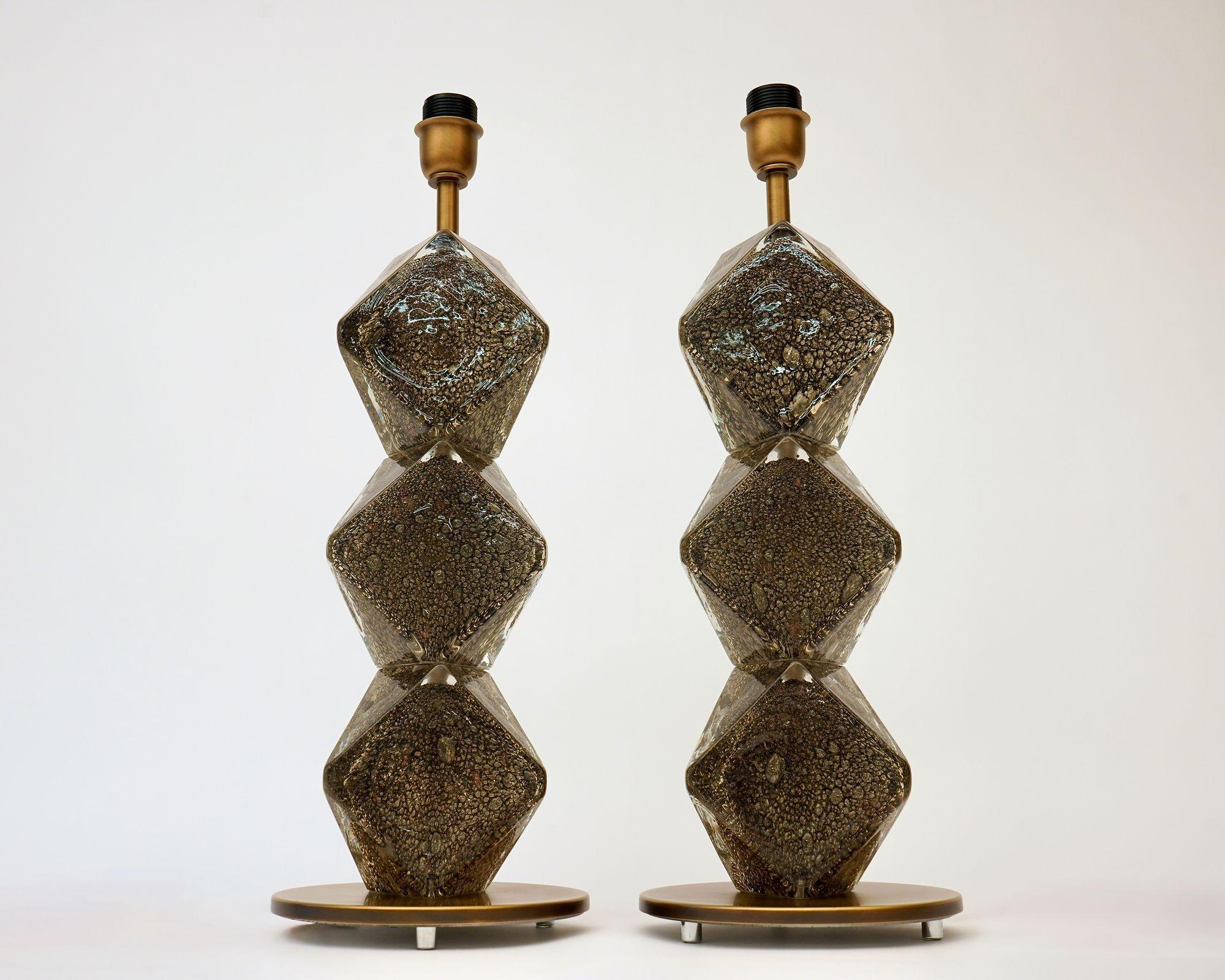 Italiano Pair of Murano Table Lamps. A. Dona signed. Piattelli curated Maestro collection in vendita