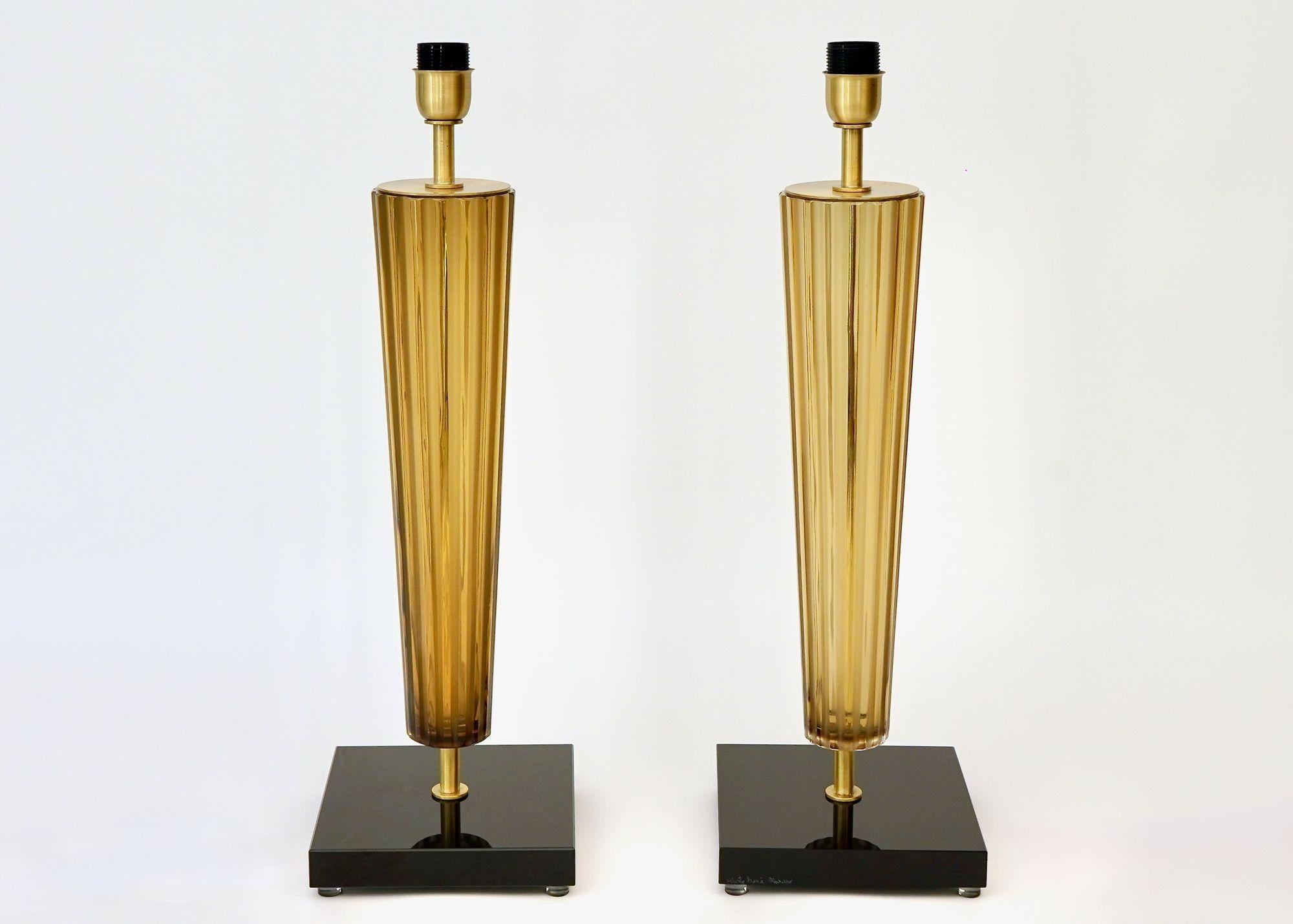 Contemporary Pair of Murano Table Lamps. A. Dona signed. Piattelli curated Maestro collection For Sale
