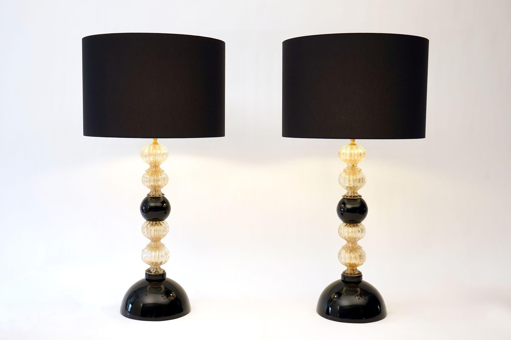 Contemporary Pair of Murano Table Lamps. A. Dona signed. Piattelli curated Maestro collection For Sale