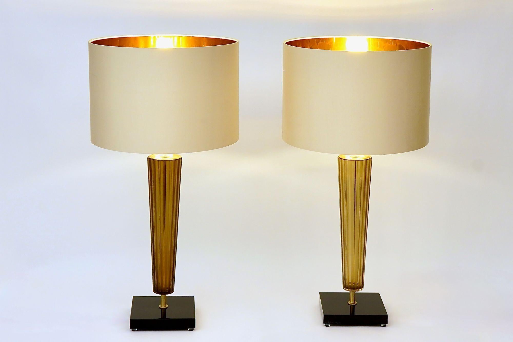 Art Glass Pair of Murano Table Lamps. A. Dona signed. Piattelli curated Maestro collection For Sale