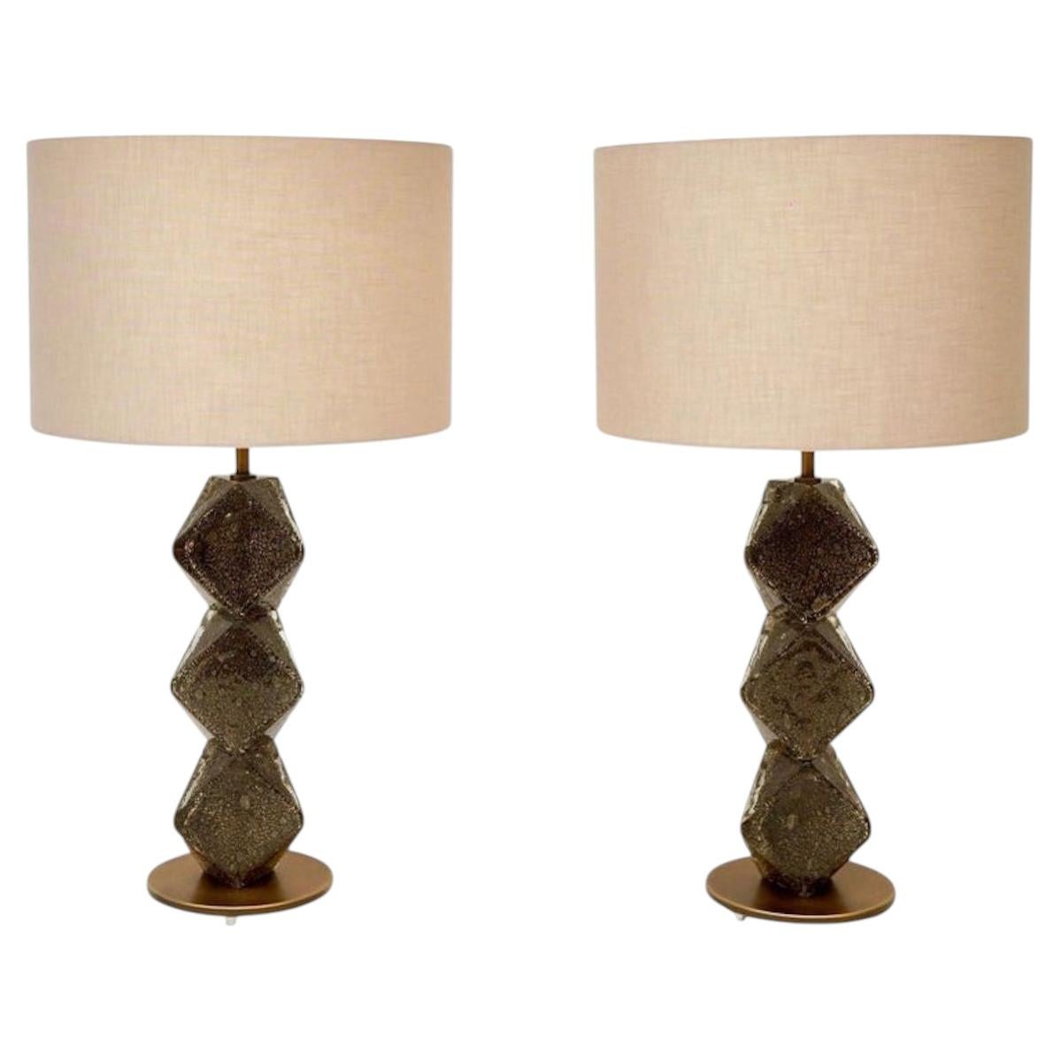 Pair of Murano Table Lamps. A. Dona signed. Piattelli curated Maestro collection