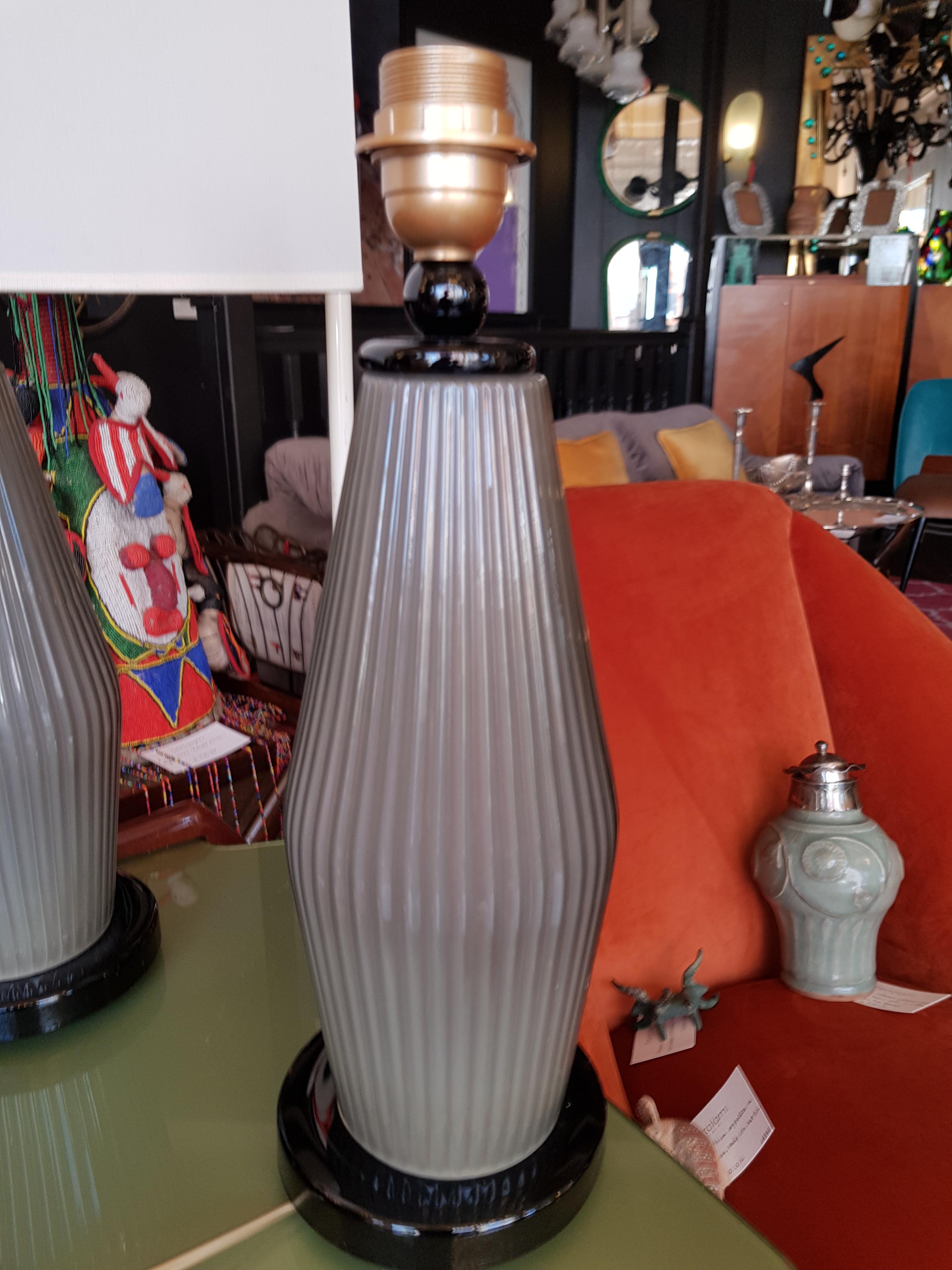 Pair of Murano table lamps, repro of 1930's lamps, Murano, Italy, 1970's