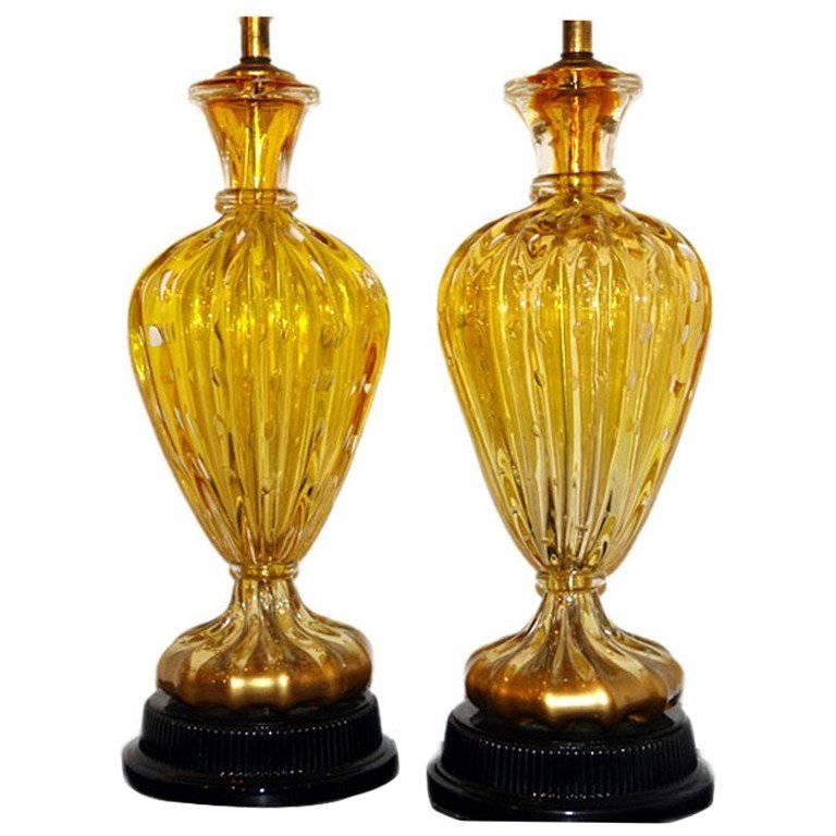 Gold and Yellow Murano Glass Table Lamps