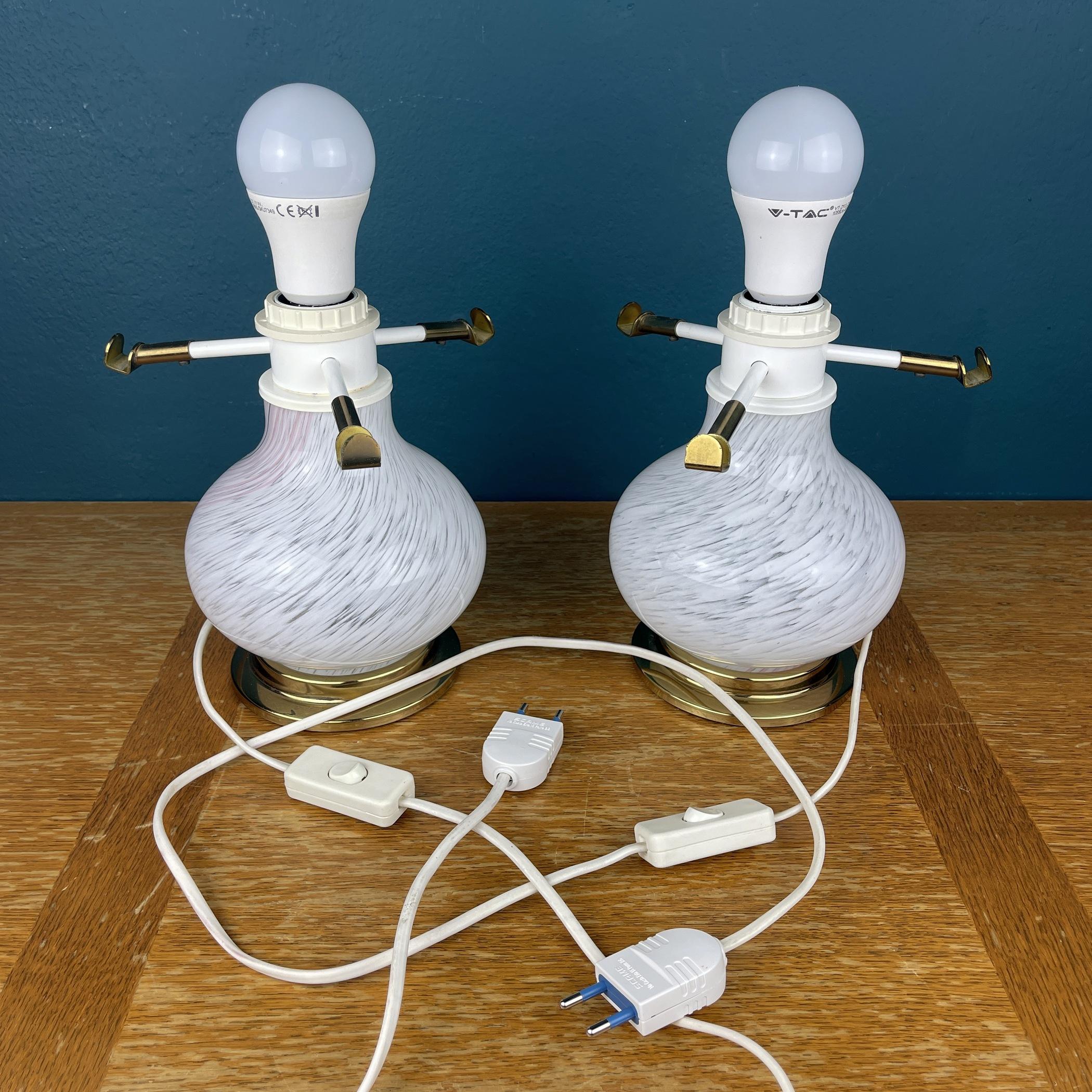 Pair of Murano Table Lamps Mushroom Italy 1970s  For Sale 2