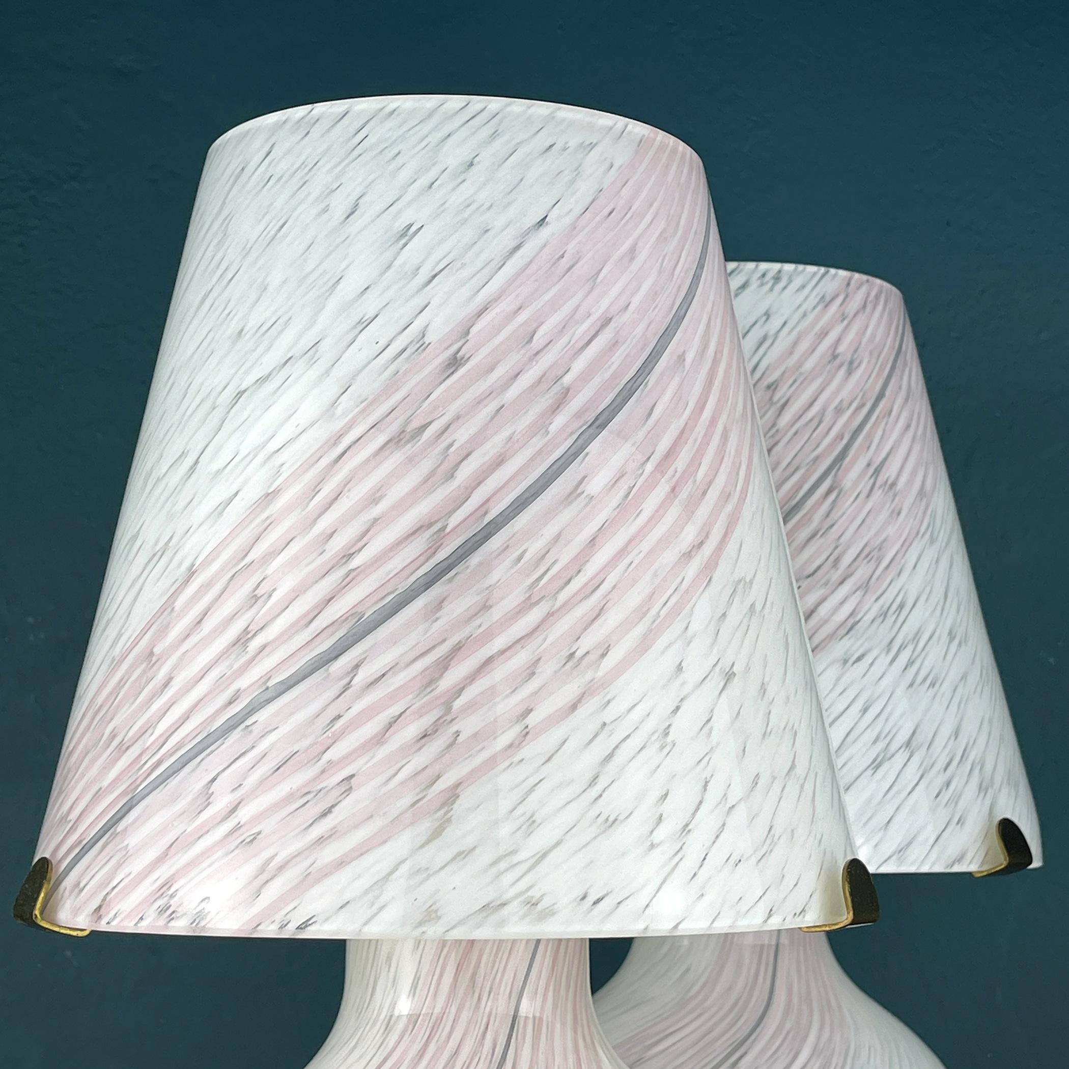 20th Century Pair of Murano Table Lamps Mushroom Italy 1970s  For Sale