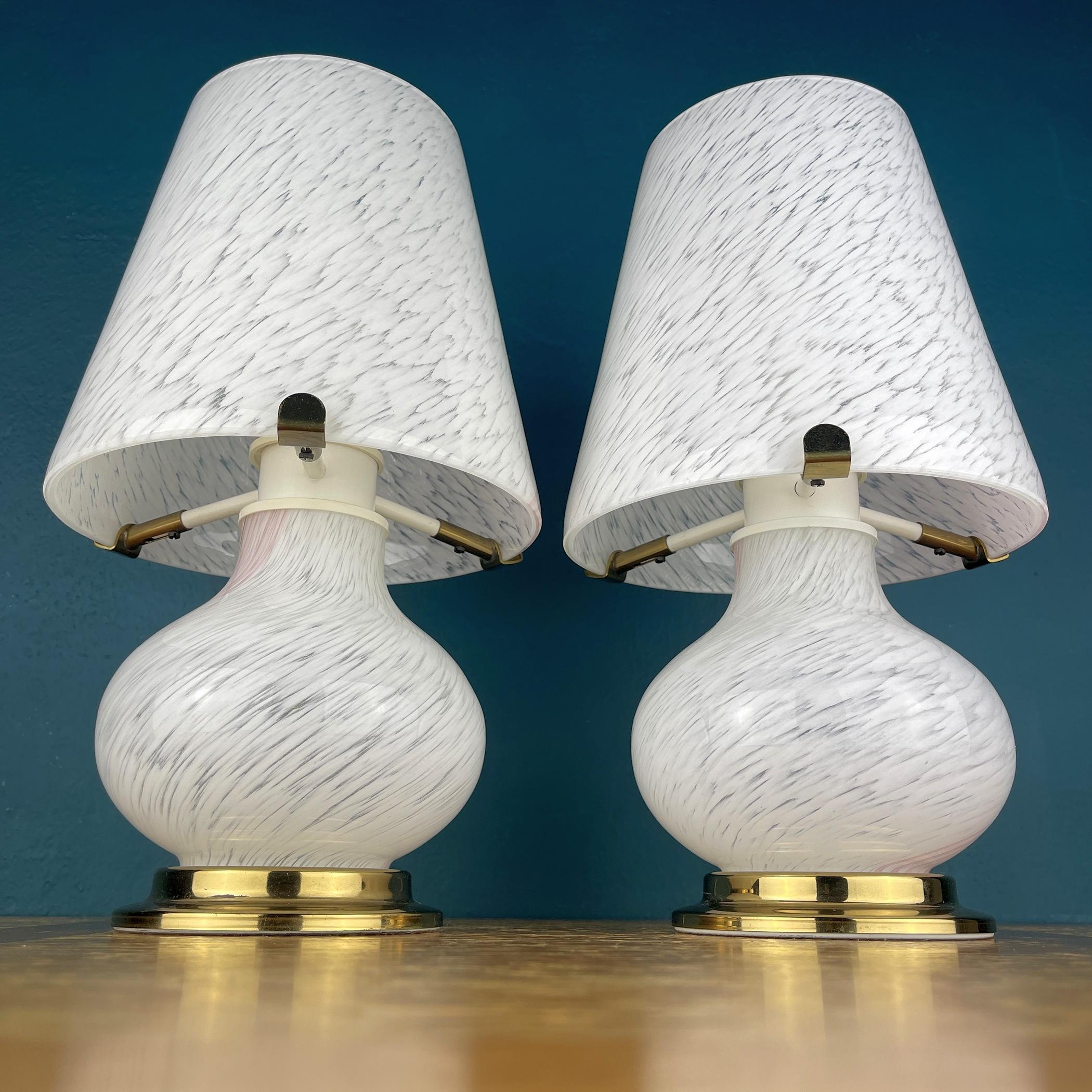Pair of Murano Table Lamps Mushroom Italy 1970s  For Sale 1