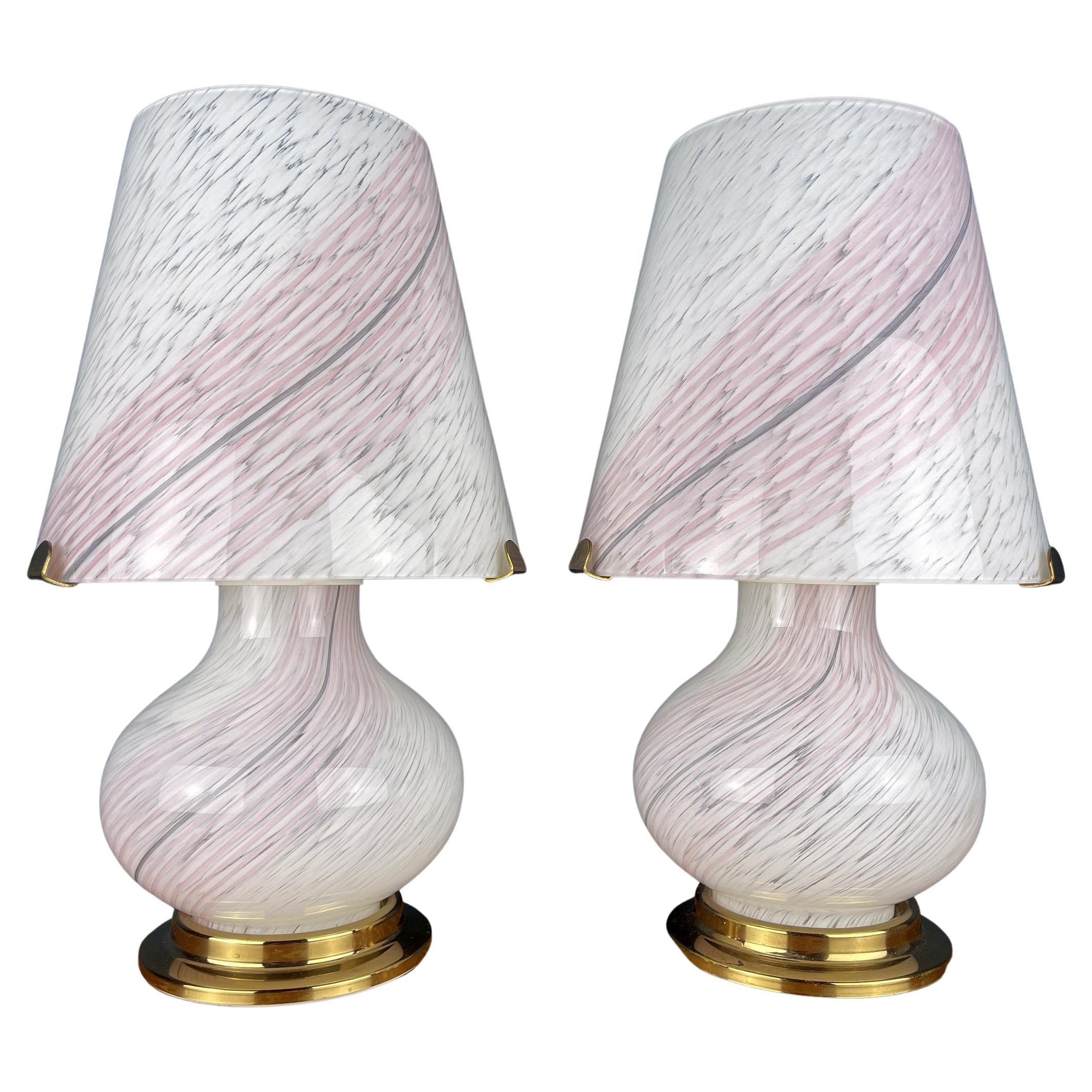Details about   RARE Vtg Mid Century Italy Murano Beige gold fleck Art Glass Mushroom Table Lamp 