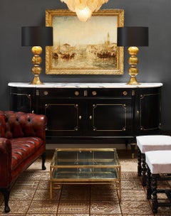 Coppia di lampade da tavolo in vetro di Murano Tabacco "Avventurina