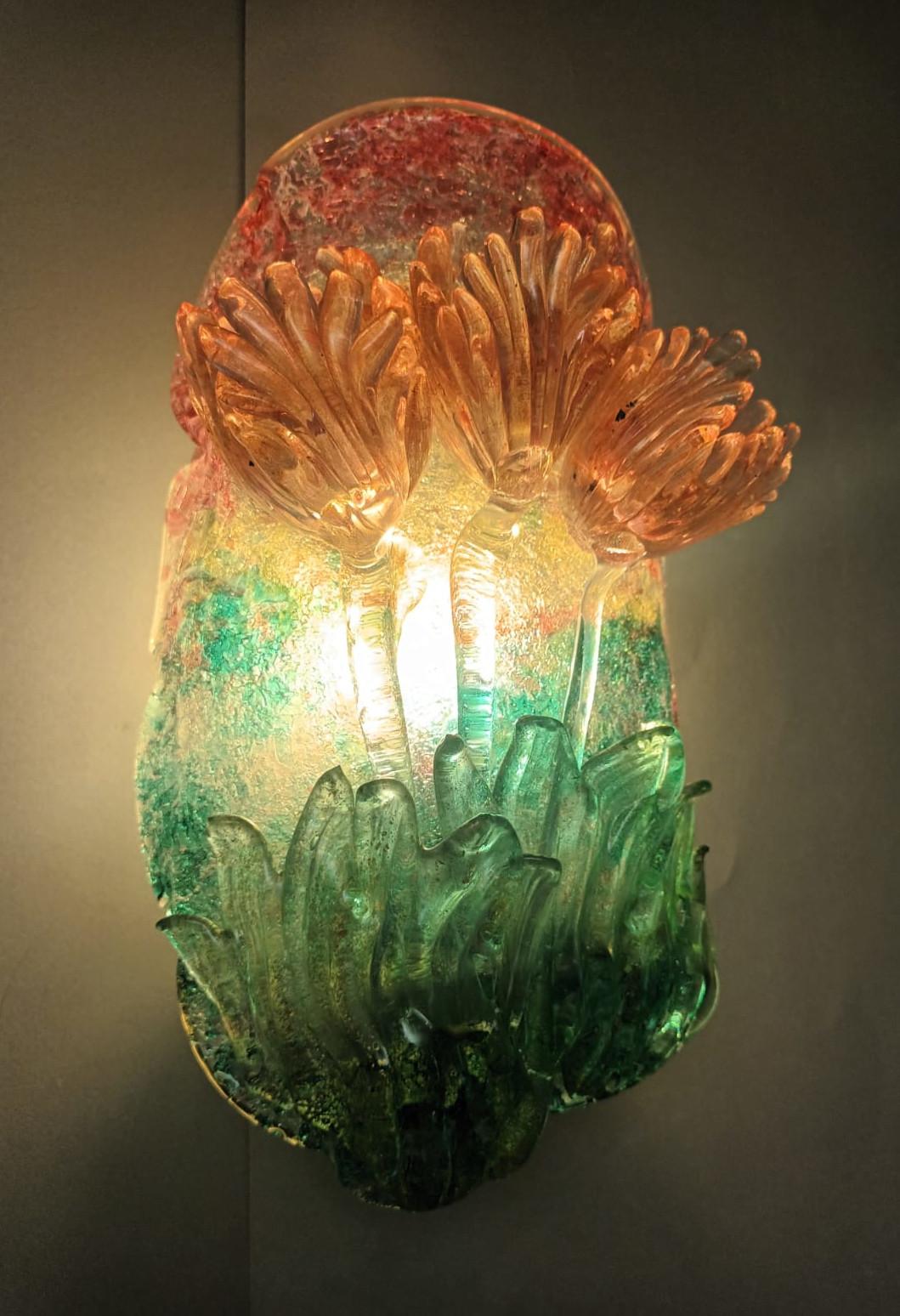 Pair of Murano Tulips Sconces For Sale 2
