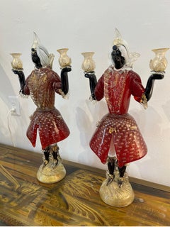 Pair of Murano Venetian candleholders.. museum quality