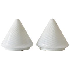 Pair of Murano Vetri Glass Cone Lamps