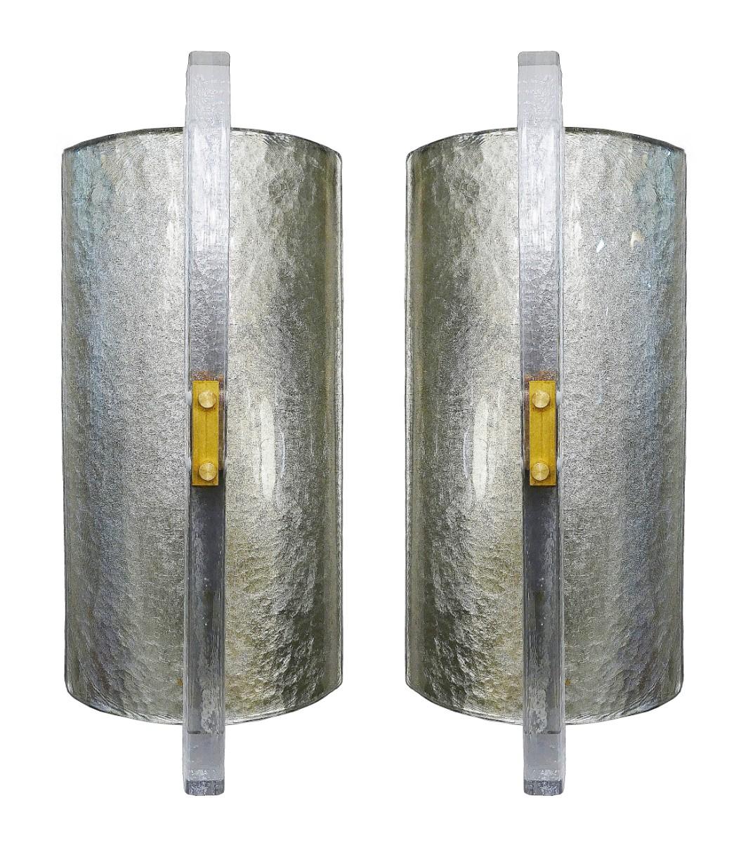 Pair of Murano wall glass sconces.